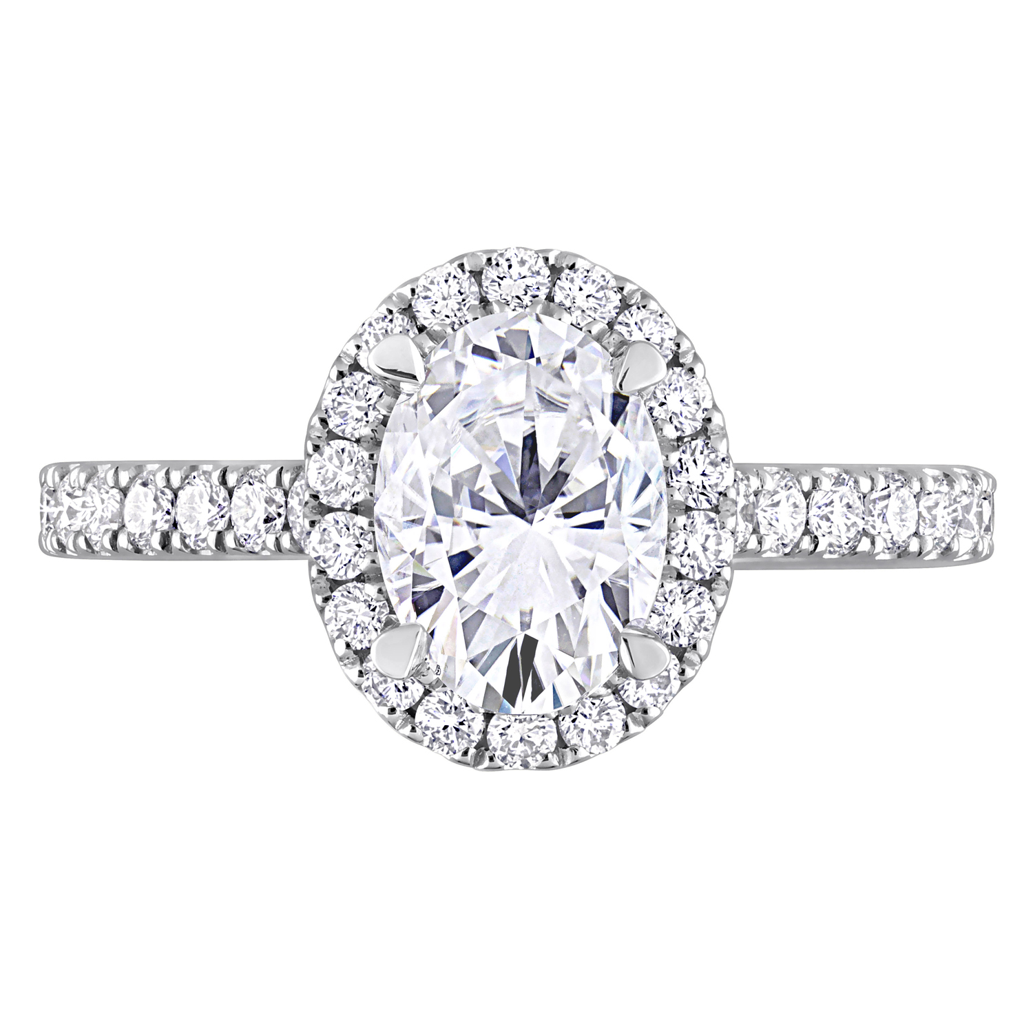 Oval Cut Lab Grown Diamond Halo Engagement Ring 14K White Gold (1.97ct)