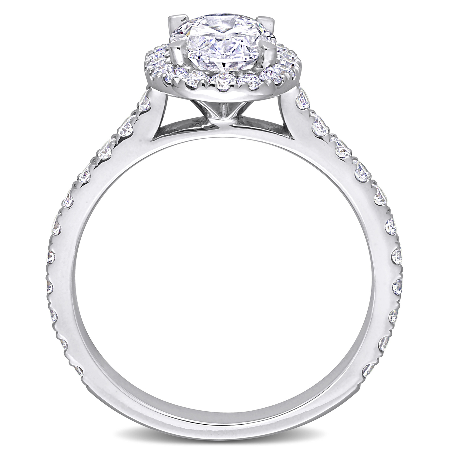 Oval Cut Lab Grown Diamond Halo Engagement Ring 14K White Gold (1.97ct)