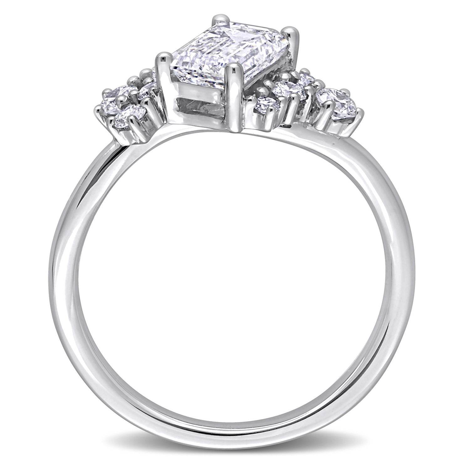 Emerald Cut Lab Grown Diamond Engagement Ring 14K White Gold (1.32ct)