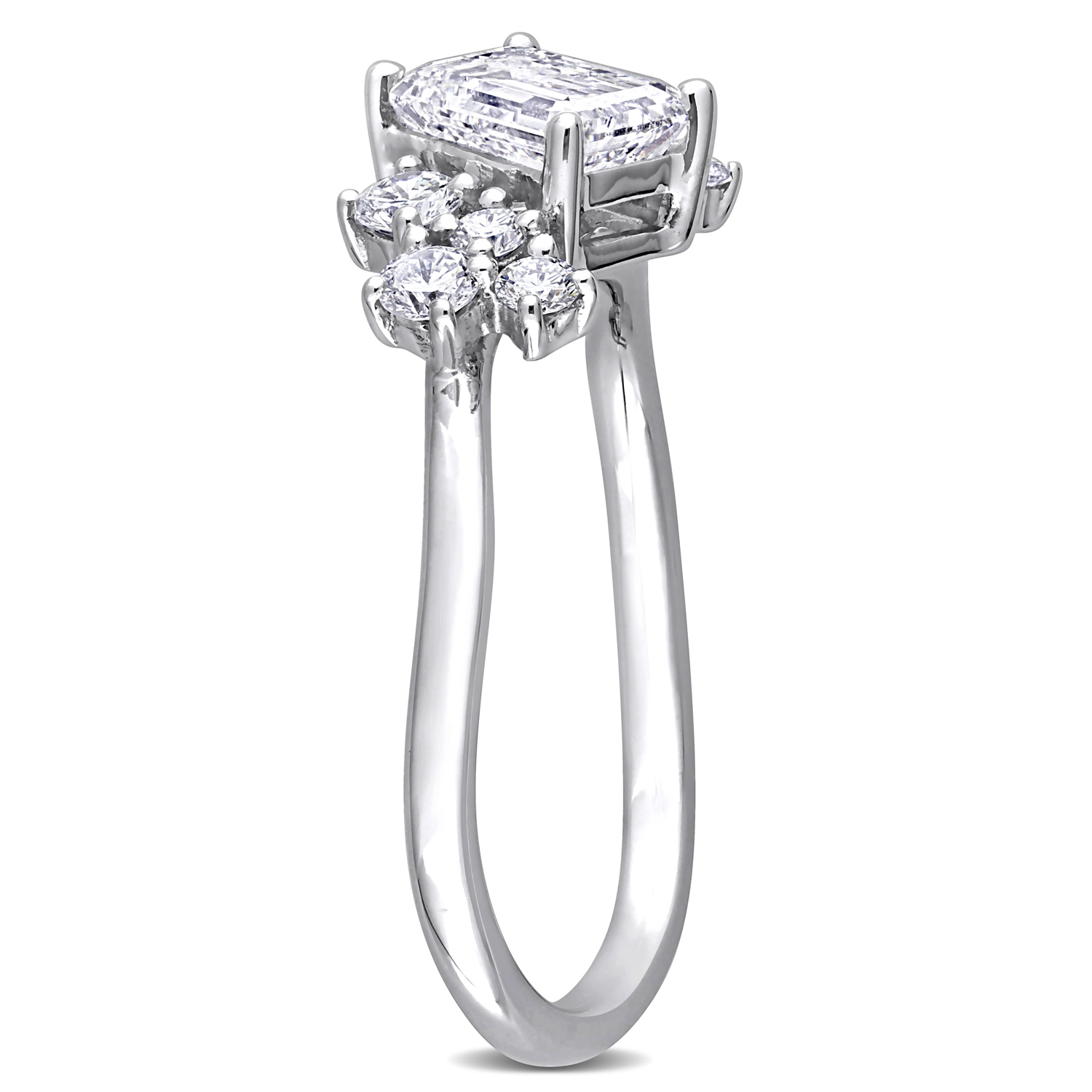 Emerald Cut Lab Grown Diamond Engagement Ring 14K White Gold (1.32ct)