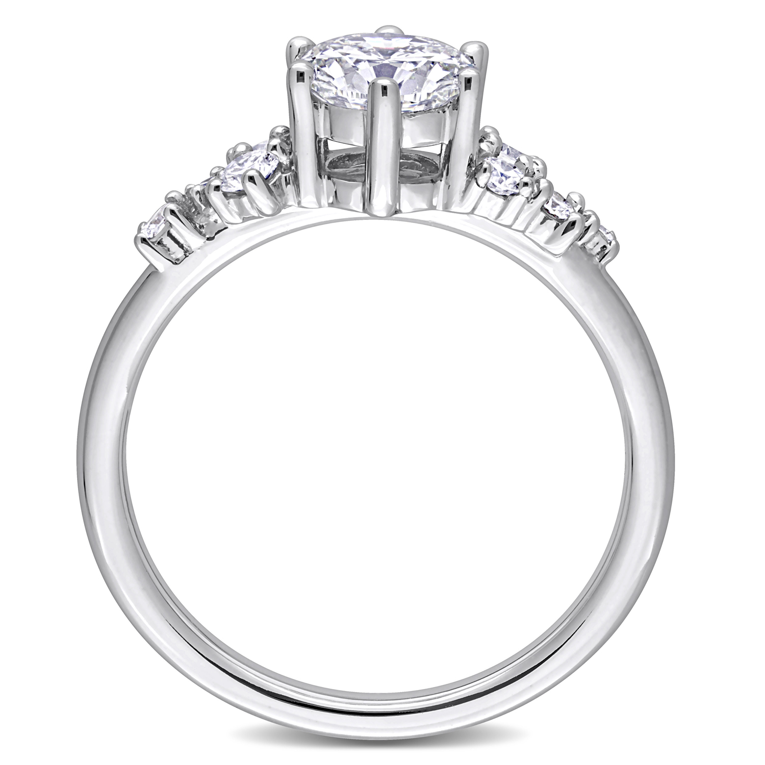 Round Cut Lab Grown Diamond Engagement Ring 14K White Gold (1.25ct)