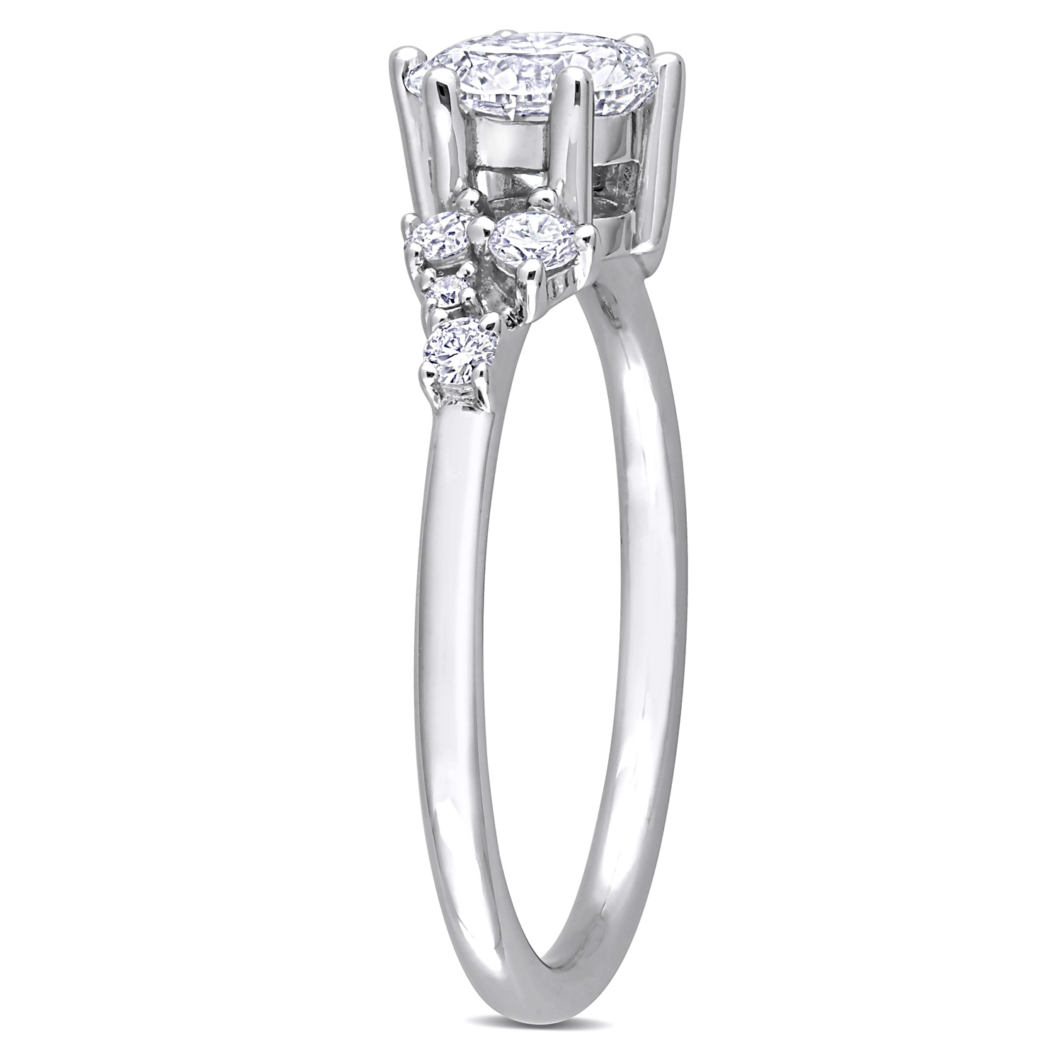 Round Cut Lab Grown Diamond Engagement Ring 14K White Gold (1.25ct)