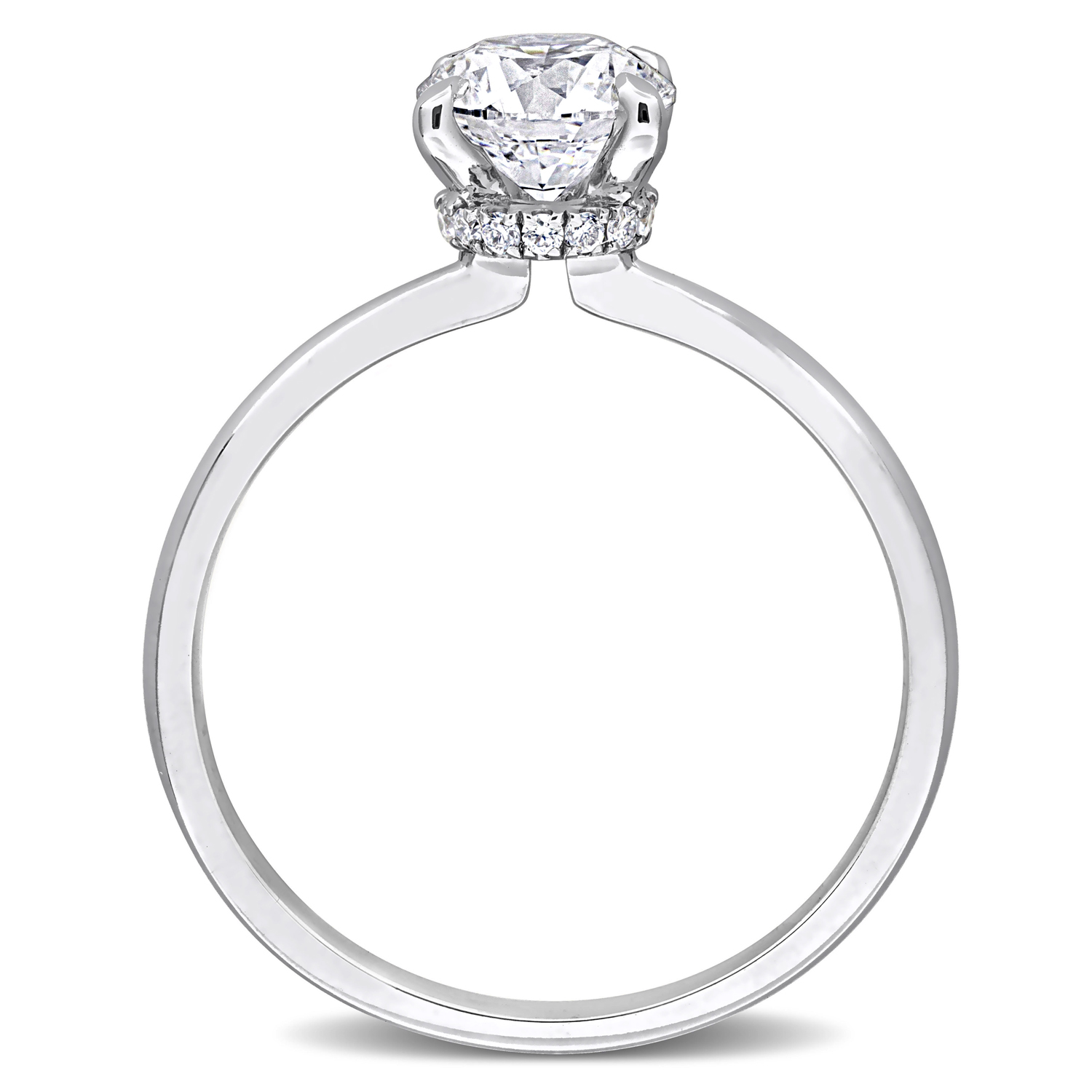Round Cut Lab Grown Diamond Solitaire Ring 14K White Gold (1.07ct)