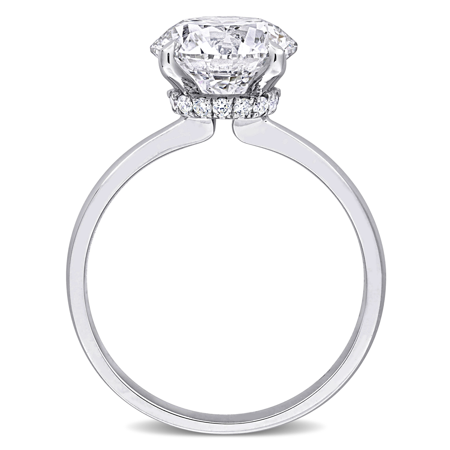 Round Cut Lab Grown Diamond Solitaire Ring 14K White Gold (2.09ct)