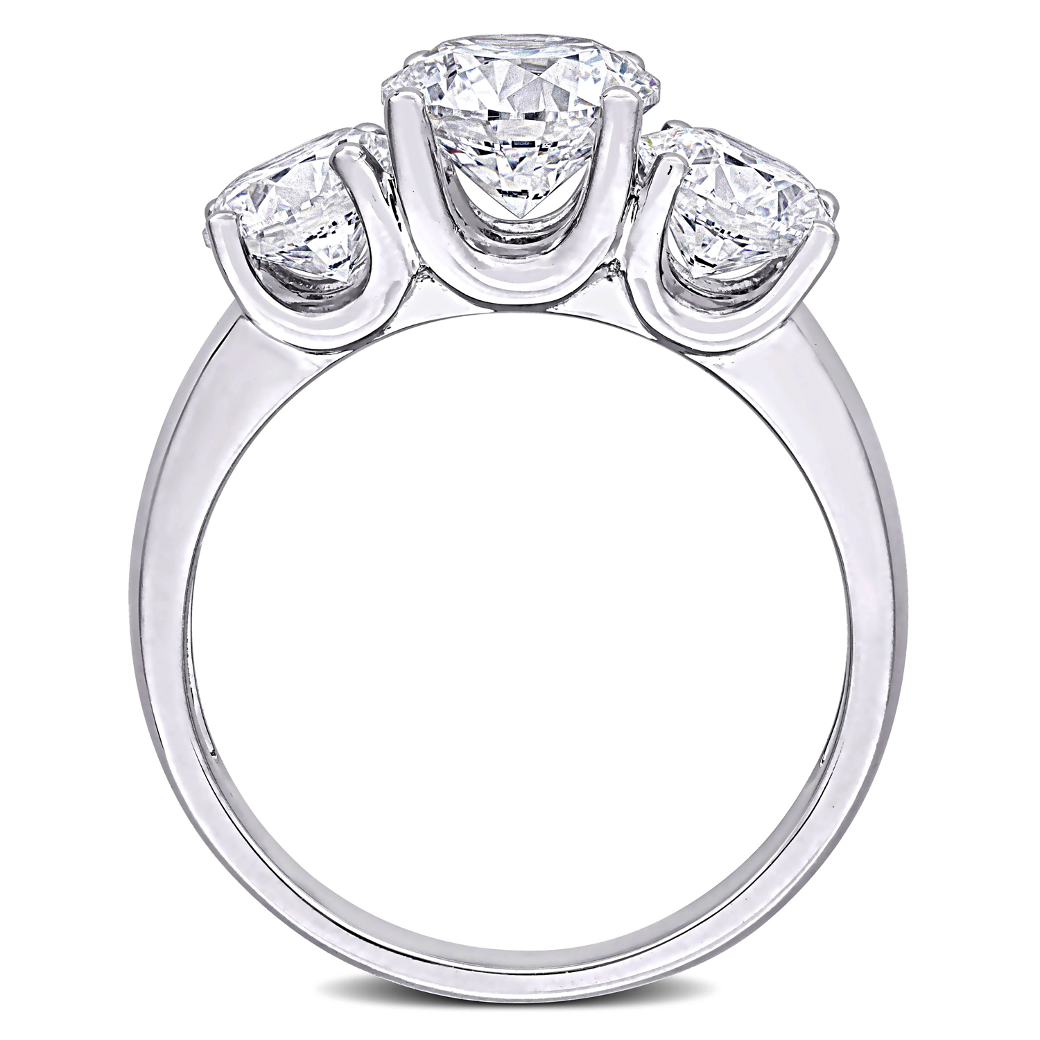 Round Cut Lab Grown Diamond 3-Stone Ring 14K White Gold (3.00ct)