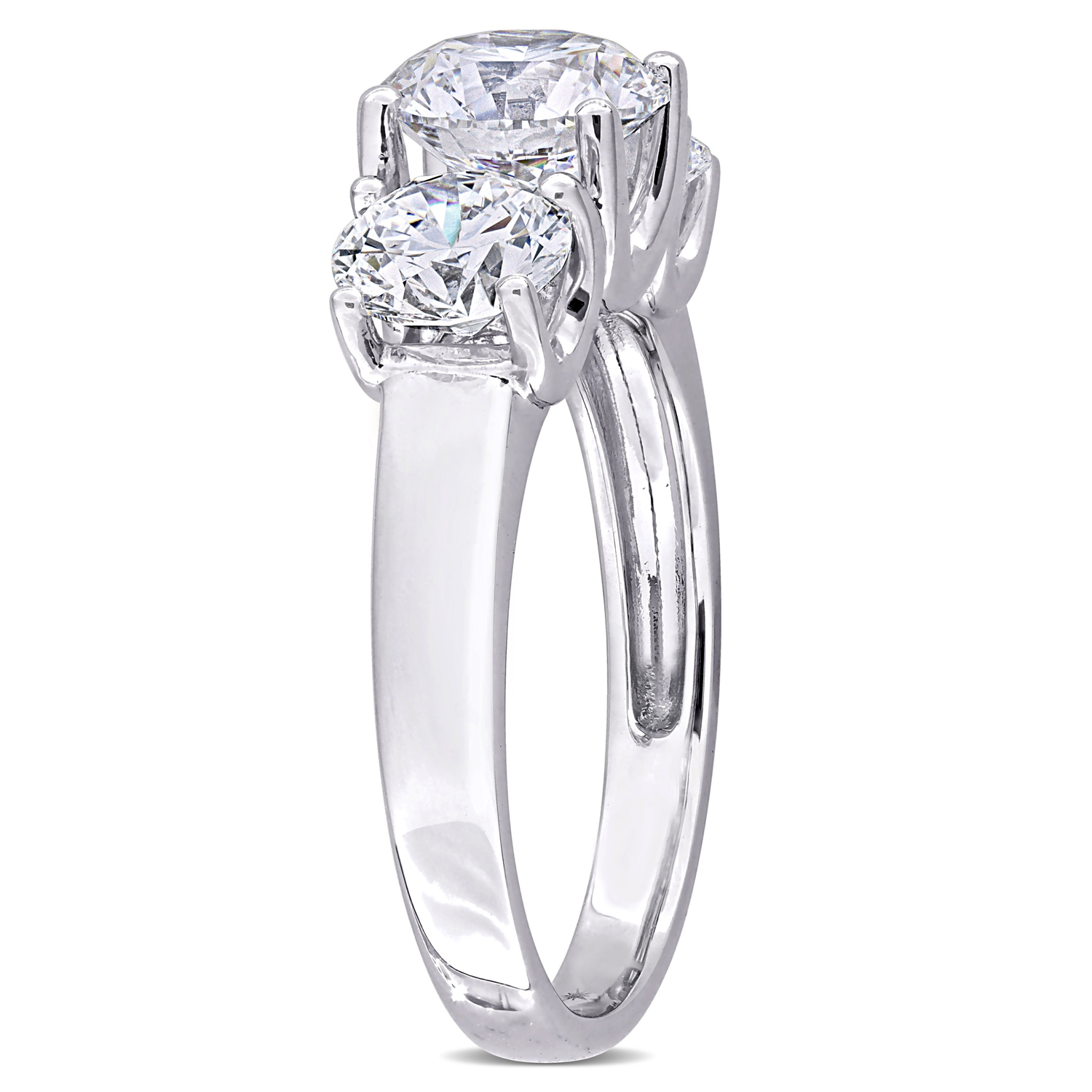 Round Cut Lab Grown Diamond 3-Stone Ring 14K White Gold (3.00ct)