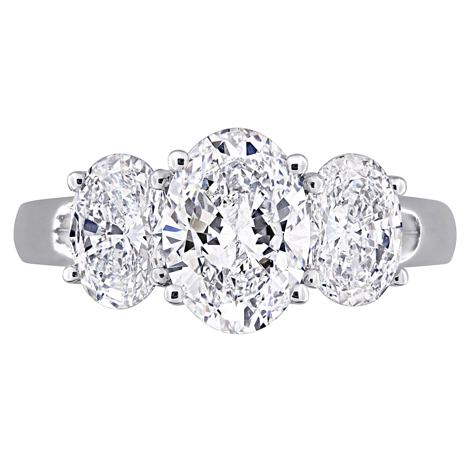 Oval Cut Lab Grown Diamond 3-Stone Ring 14K White Gold (3.00ct)
