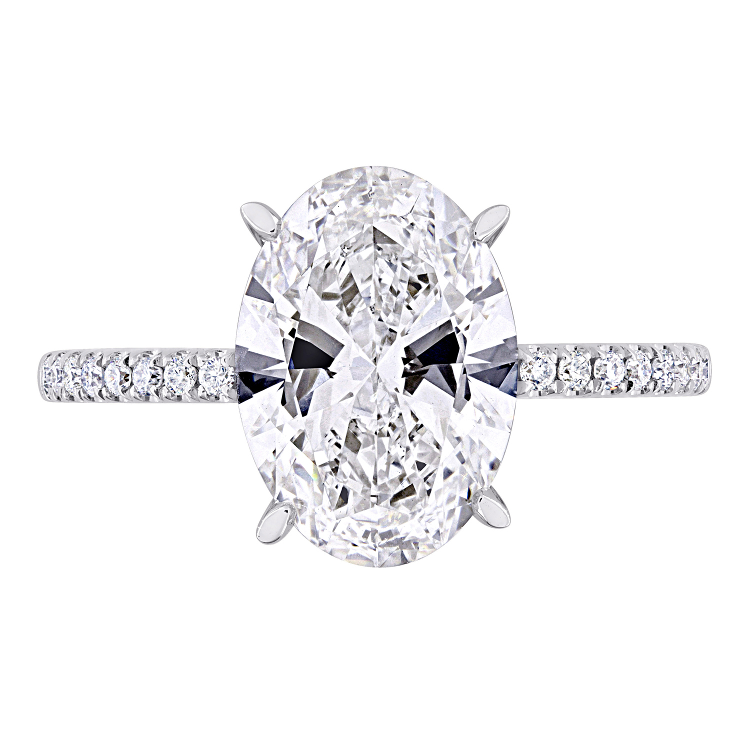 Oval Cut Lab Grown Diamond Engagement Ring 14K White Gold (3.16ct)