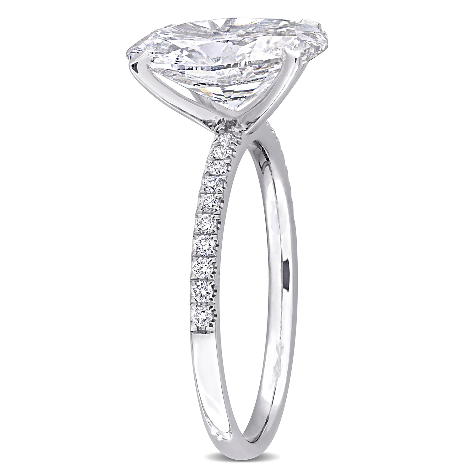 Oval Cut Lab Grown Diamond Engagement Ring 14K White Gold (3.16ct)