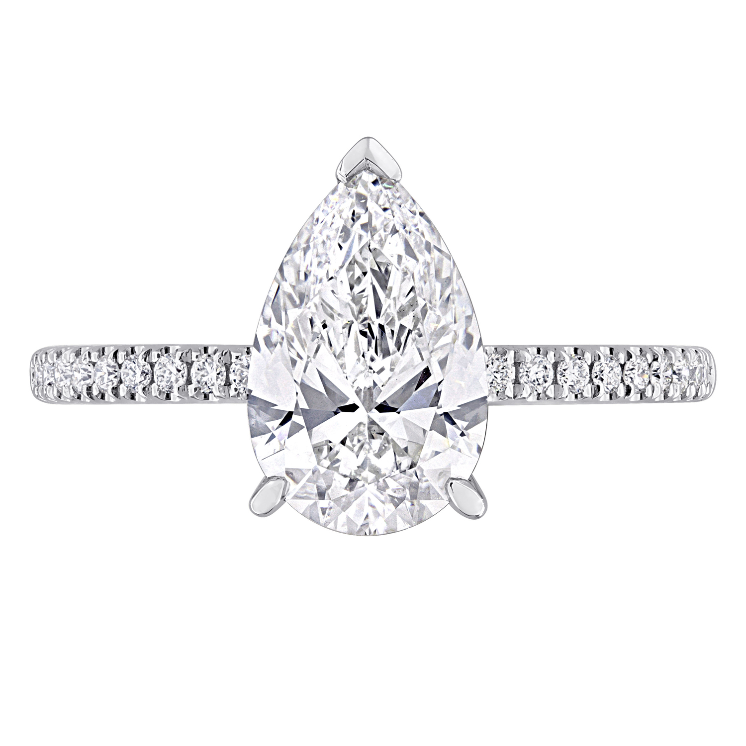 Pear Cut Lab Grown Diamond Engagement Ring 14K White Gold (2.16ct)
