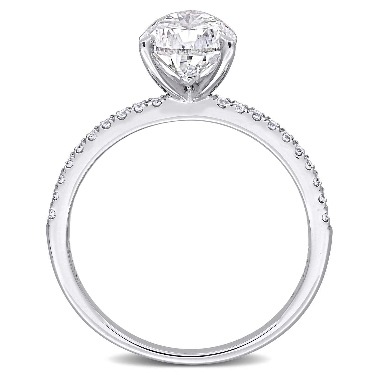 Pear Cut Lab Grown Diamond Engagement Ring 14K White Gold (2.16ct)