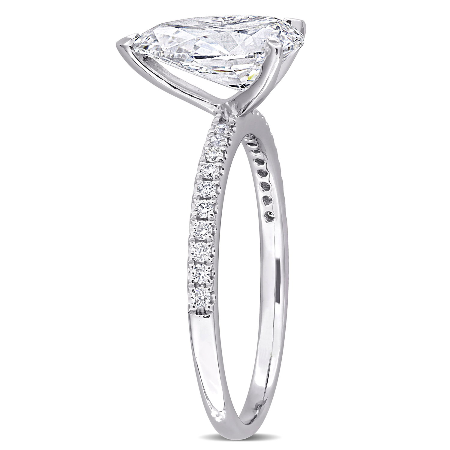 Pear Cut Lab Grown Diamond Engagement Ring 14K White Gold (2.16ct)