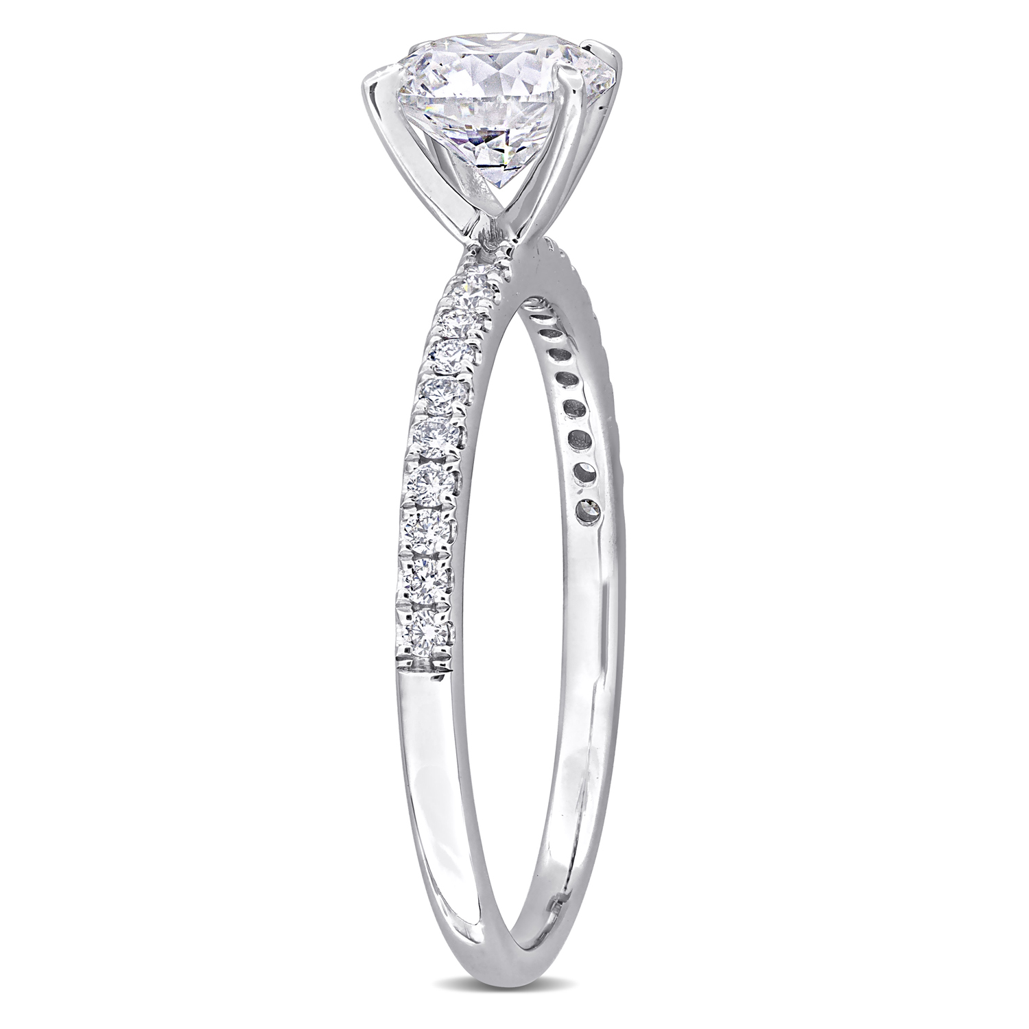 Round Cut Lab Grown Diamond Engagement Ring 14K White Gold (1.16ct)
