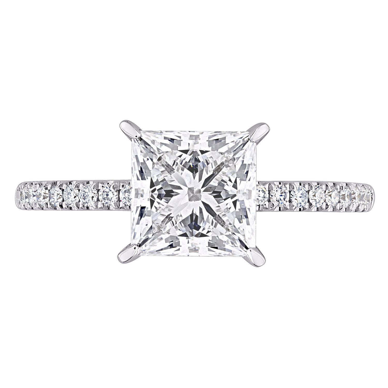 Princess Cut Lab Grown Diamond Engagement Ring 14K White Gold (2.16ct)