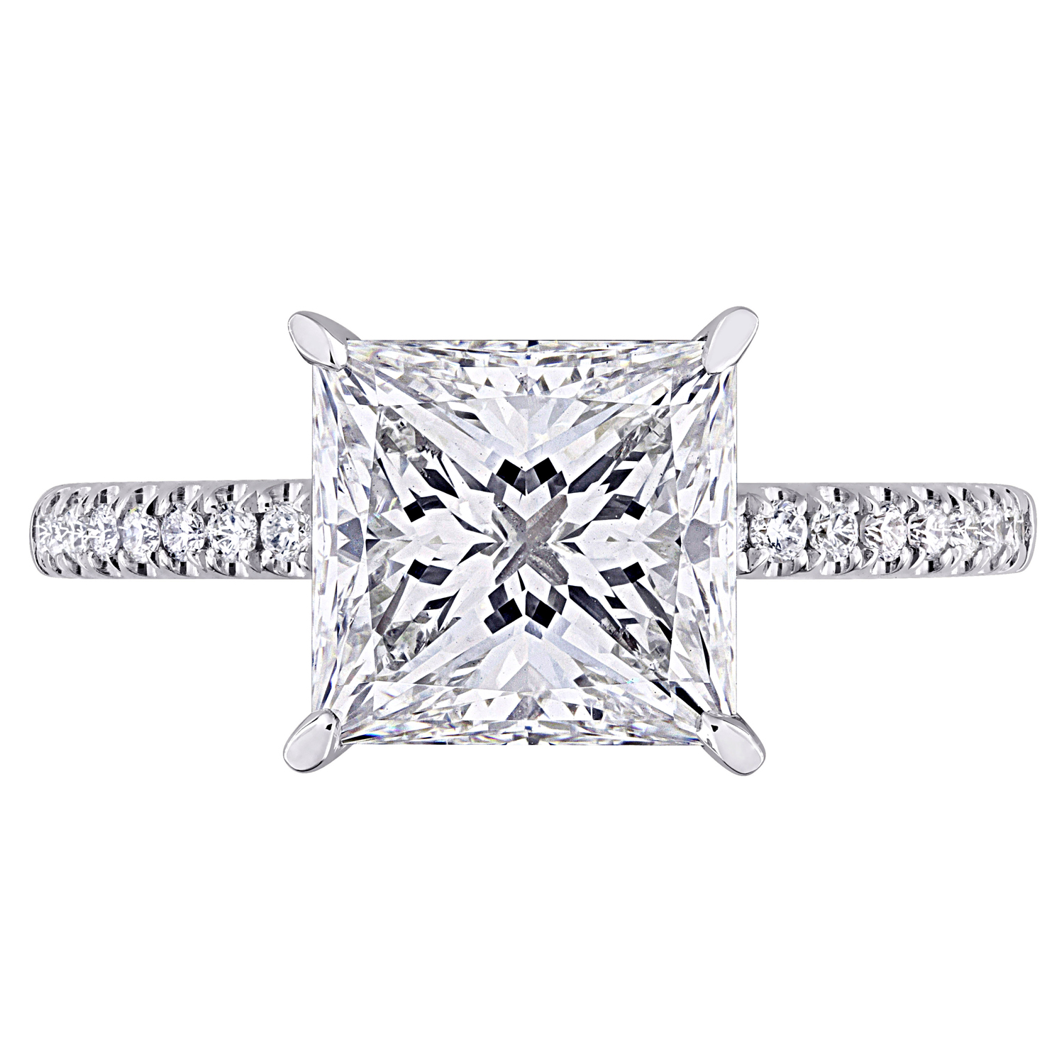 Princess Cut Lab Grown Diamond Engagement Ring 14K White Gold (3.16ct)