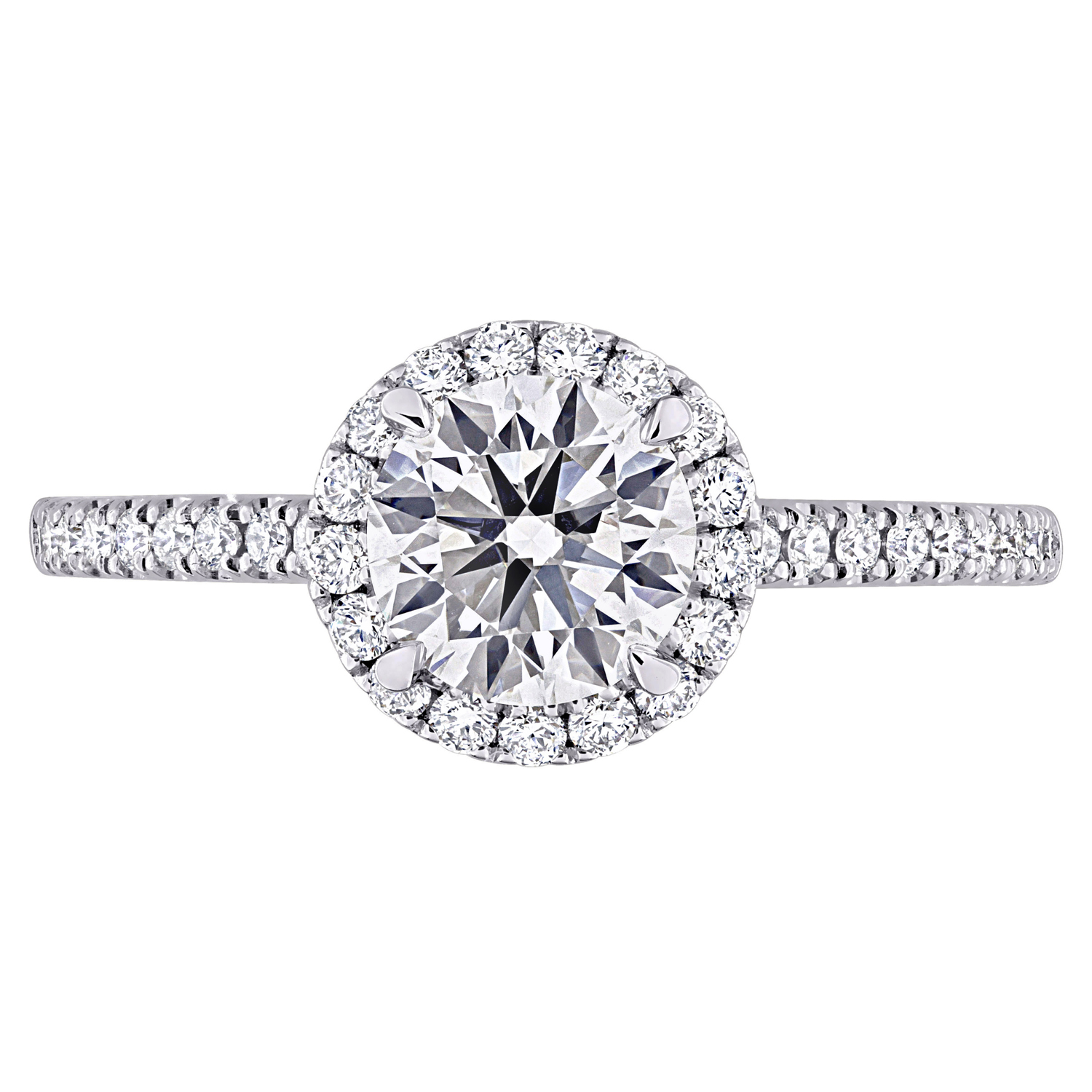Round Cut Lab Grown Diamond Halo Engagement Ring 14K White Gold (1.32ct)