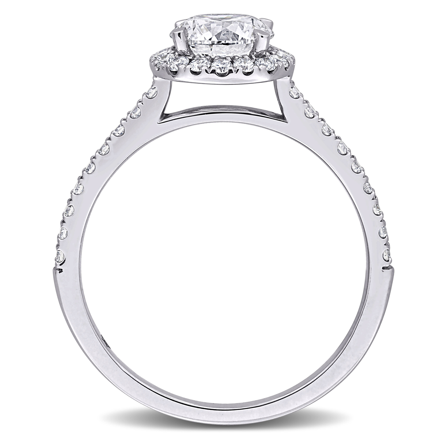 Round Cut Lab Grown Diamond Halo Engagement Ring 14K White Gold (1.32ct)