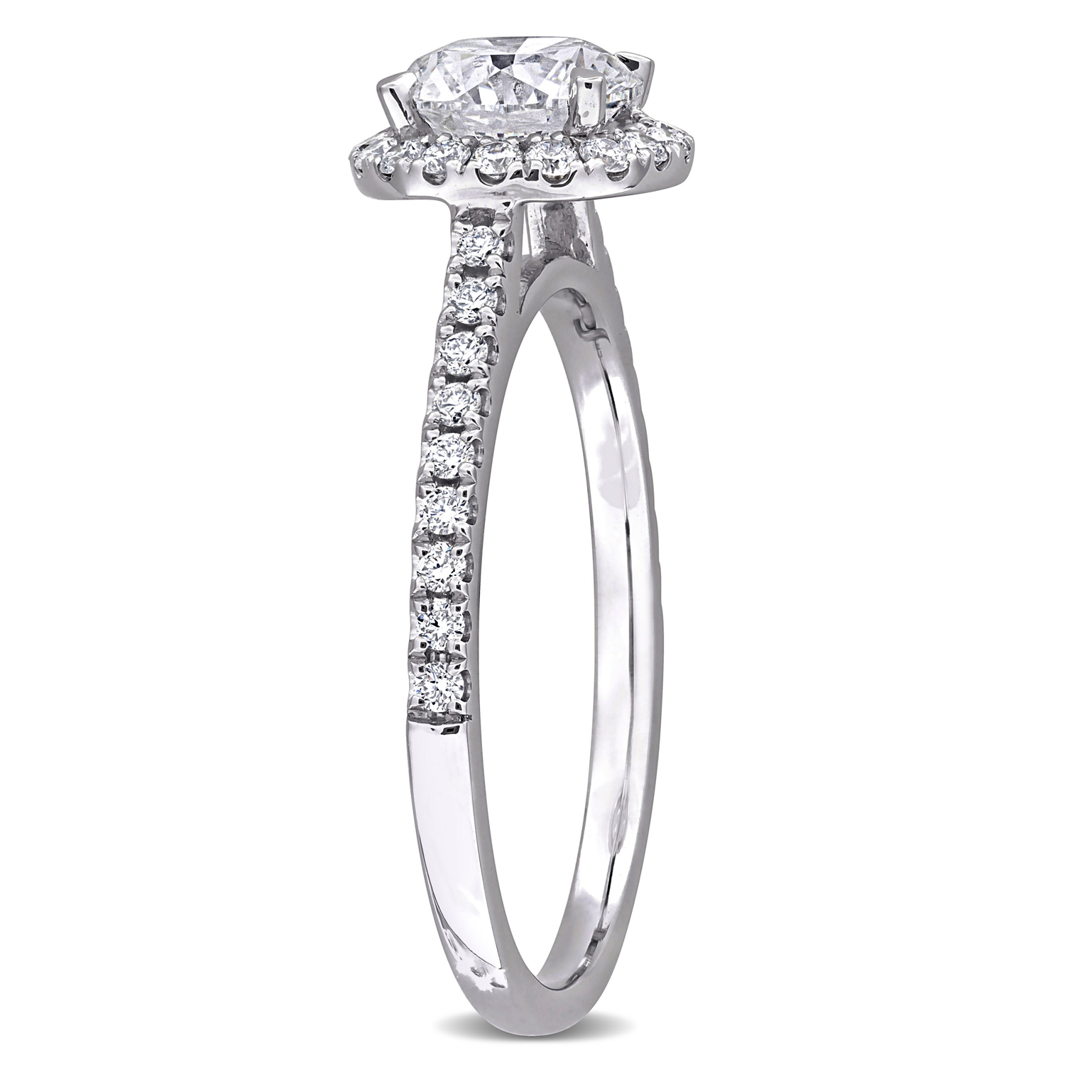 Round Cut Lab Grown Diamond Halo Engagement Ring 14K White Gold (1.32ct)