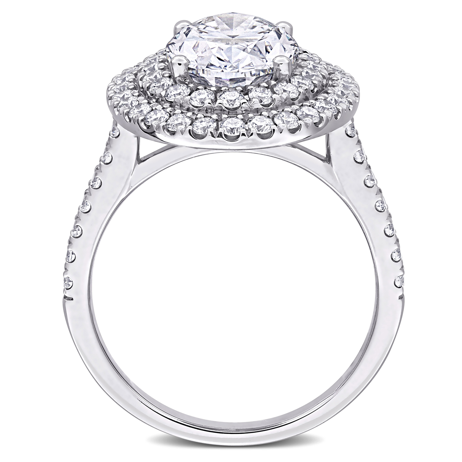 Oval Cut Lab Grown Diamond Double Halo Ring 14K White Gold (3.93ct)