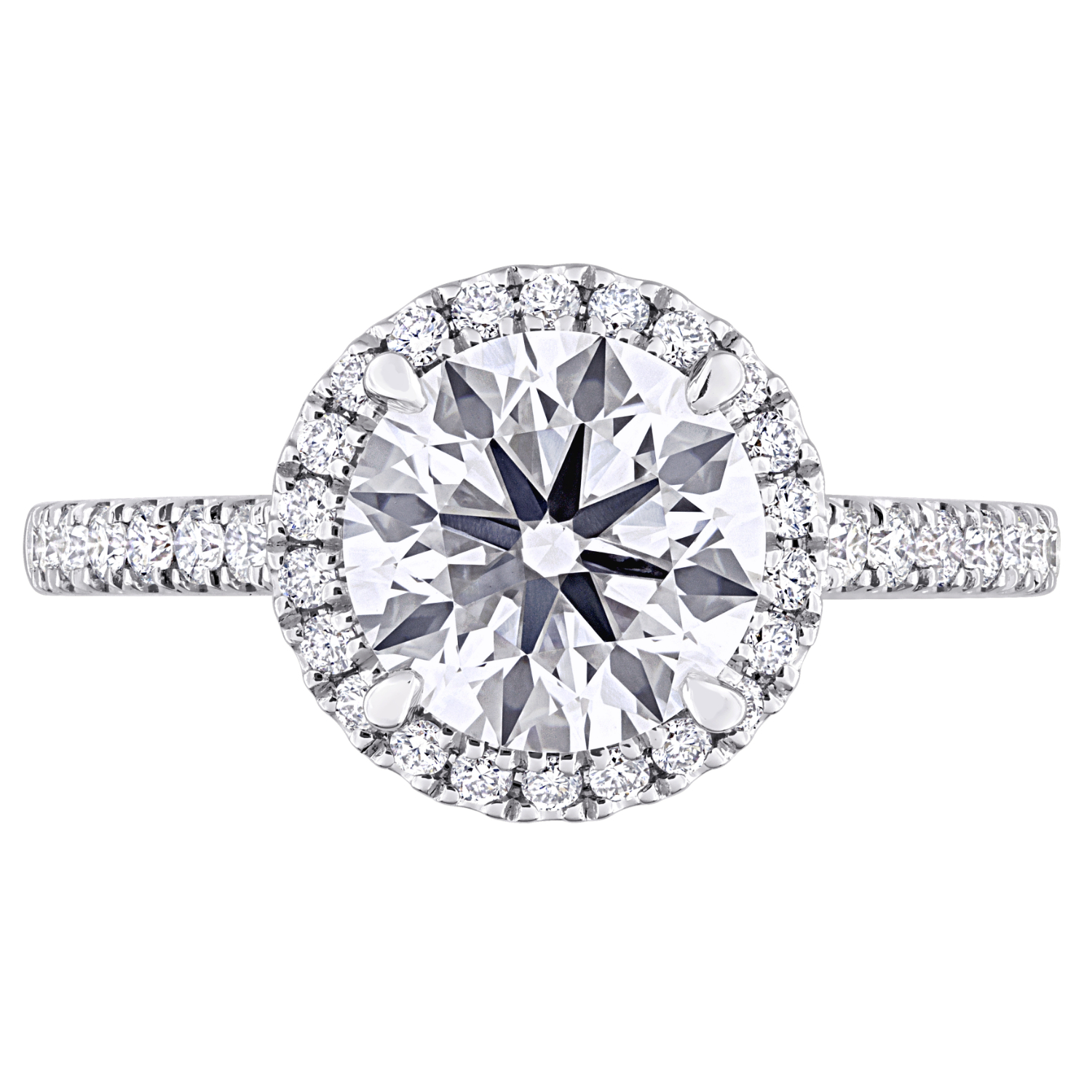 Round Cut Lab Grown Diamond Halo Engagement Ring 14K White Gold (2.41ct)