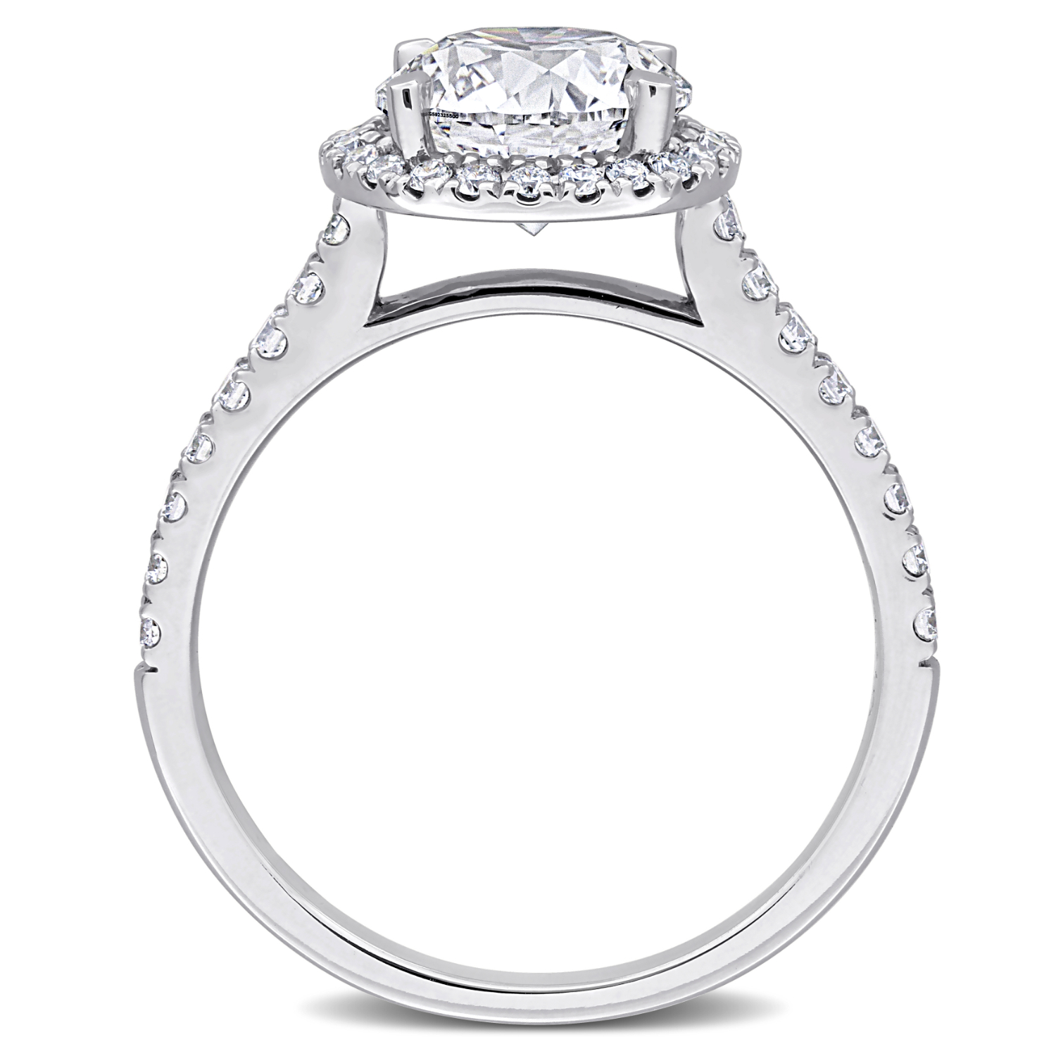 Round Cut Lab Grown Diamond Halo Engagement Ring 14K White Gold (2.41ct)