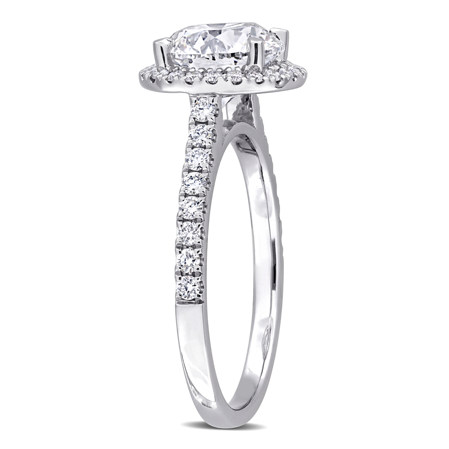Round Cut Lab Grown Diamond Halo Engagement Ring 14K White Gold (2.41ct)