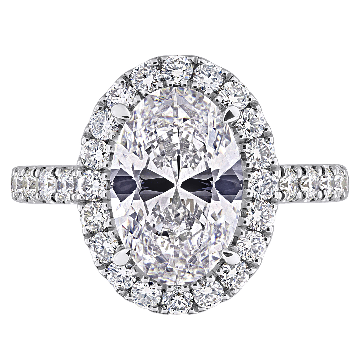 Oval Cut Lab Grown Diamond Halo Engagement Ring 14K White Gold (3.91ct)