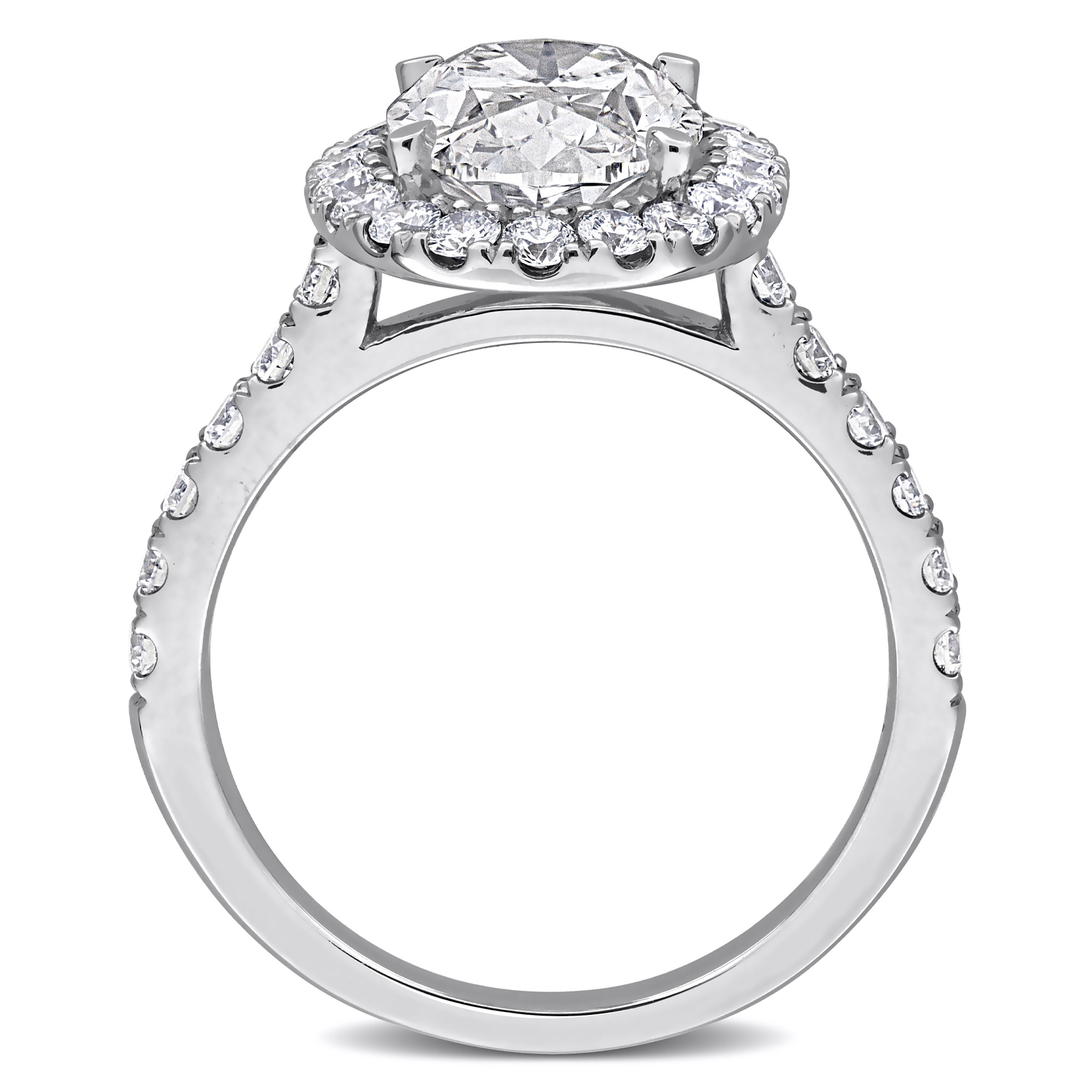 Oval Cut Lab Grown Diamond Halo Engagement Ring 14K White Gold (3.91ct)