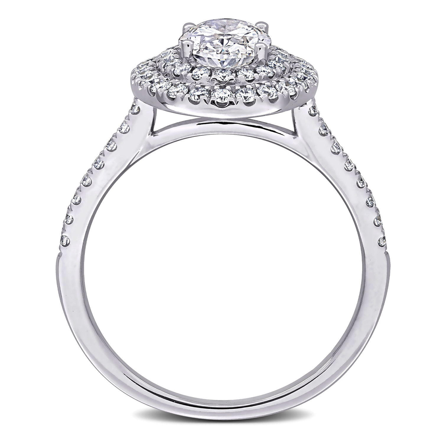Oval Cut Lab Grown Diamond Double Halo Ring 14K White Gold (1.51ct)