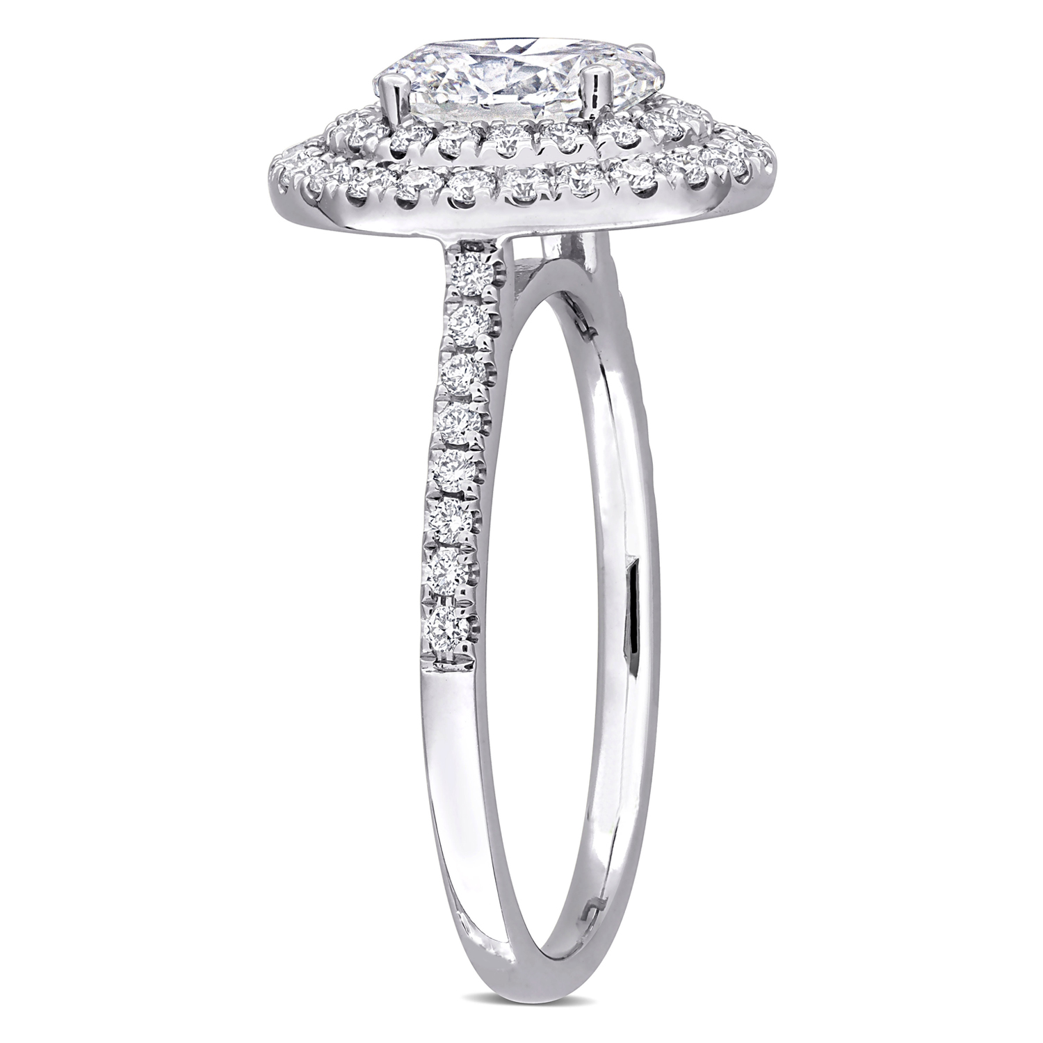 Oval Cut Lab Grown Diamond Double Halo Ring 14K White Gold (1.51ct)
