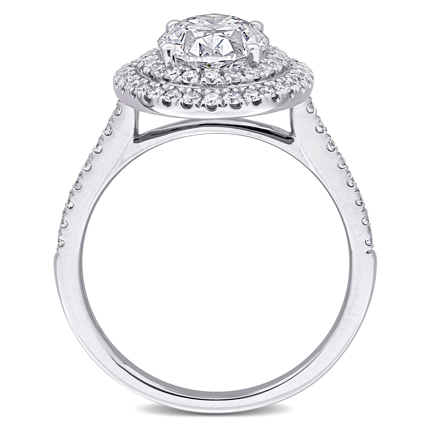 Oval Cut Lab Grown Diamond Double Halo Ring 14K White Gold (2.53ct)