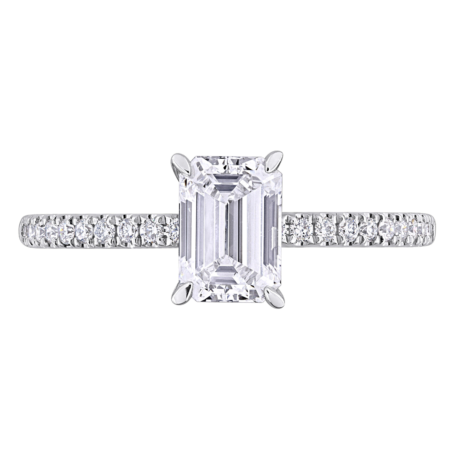 Emerald Cut Lab Grown Diamond Engagement Ring 14K White Gold (1.16ct)