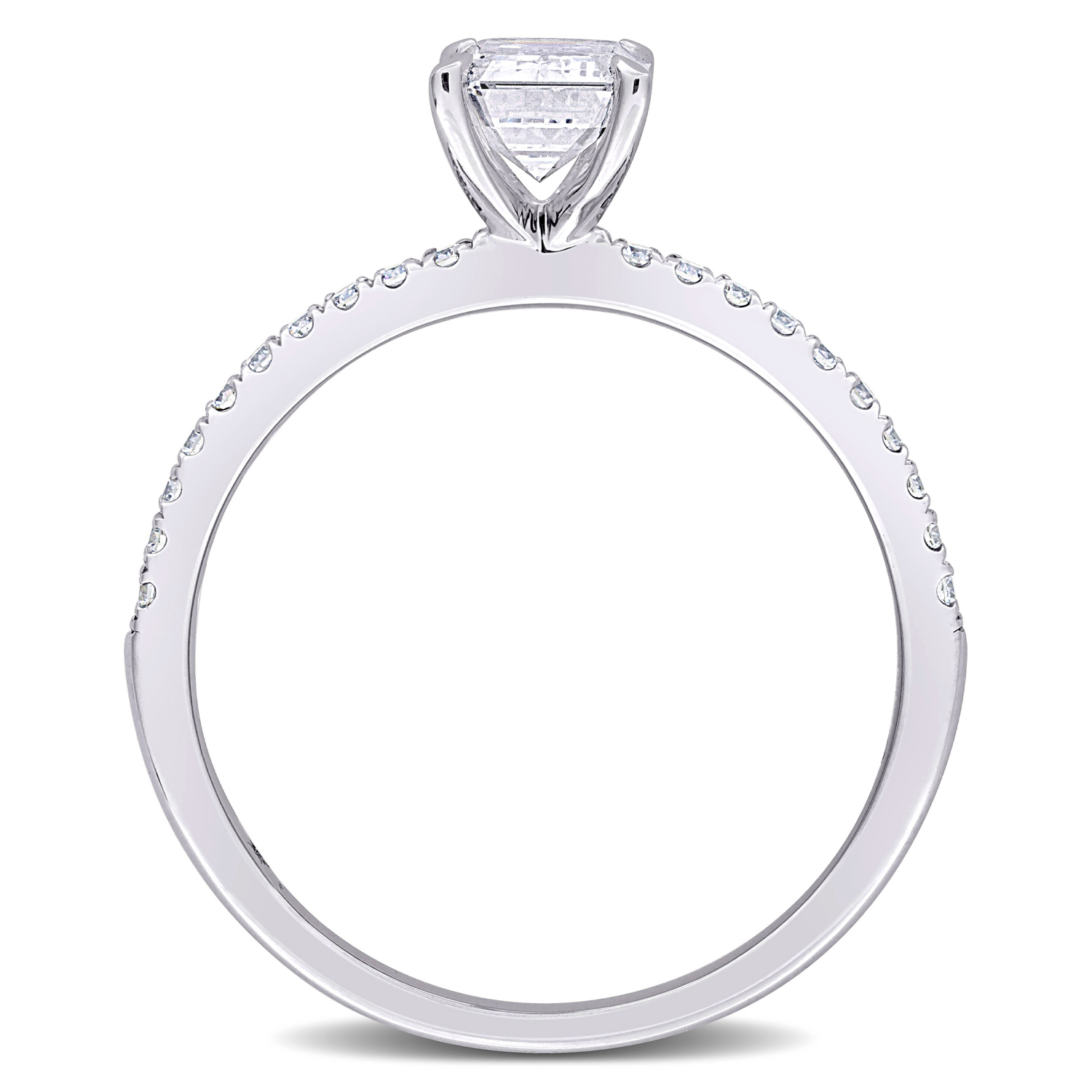 Emerald Cut Lab Grown Diamond Engagement Ring 14K White Gold (1.16ct)