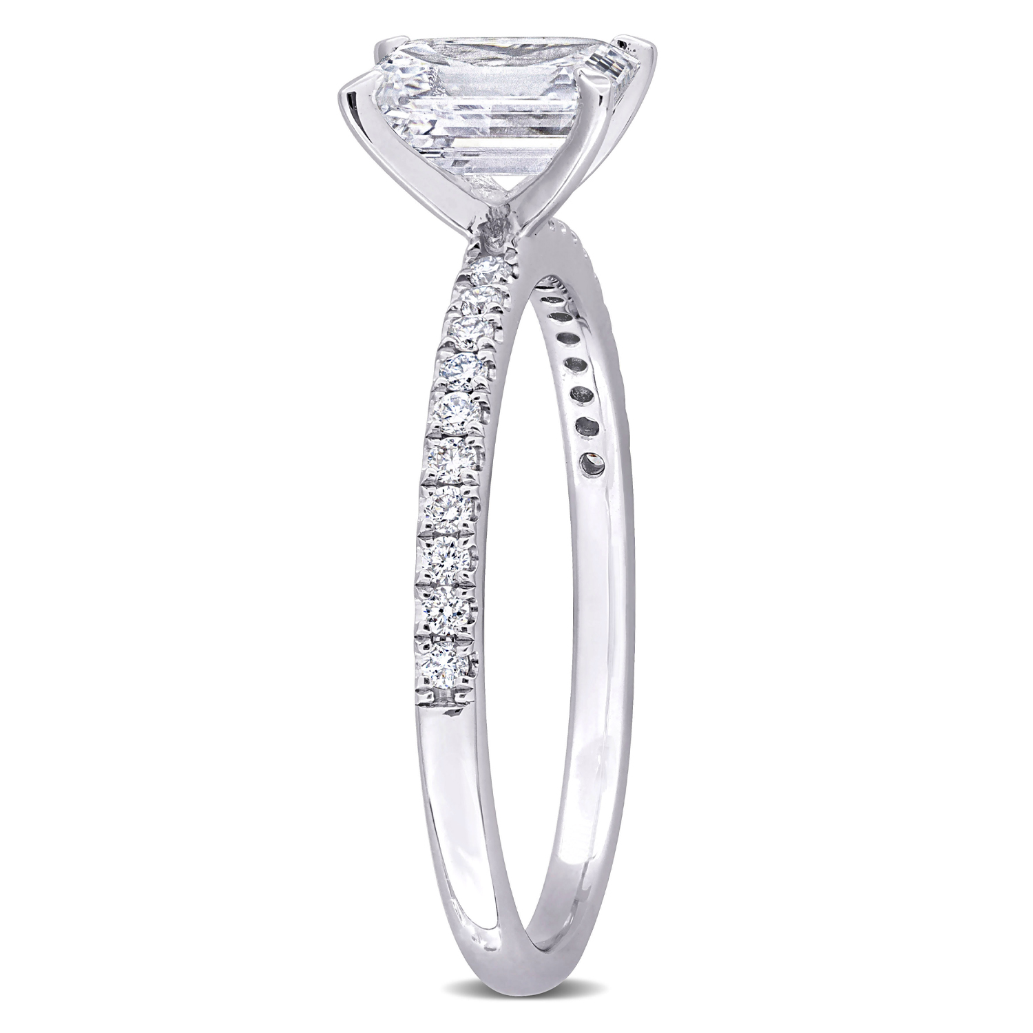 Emerald Cut Lab Grown Diamond Engagement Ring 14K White Gold (1.16ct)