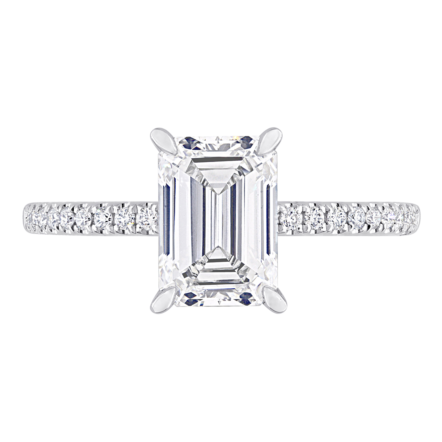 Emerald Cut Lab Grown Diamond Engagement Ring 14K White Gold (2.16ct)