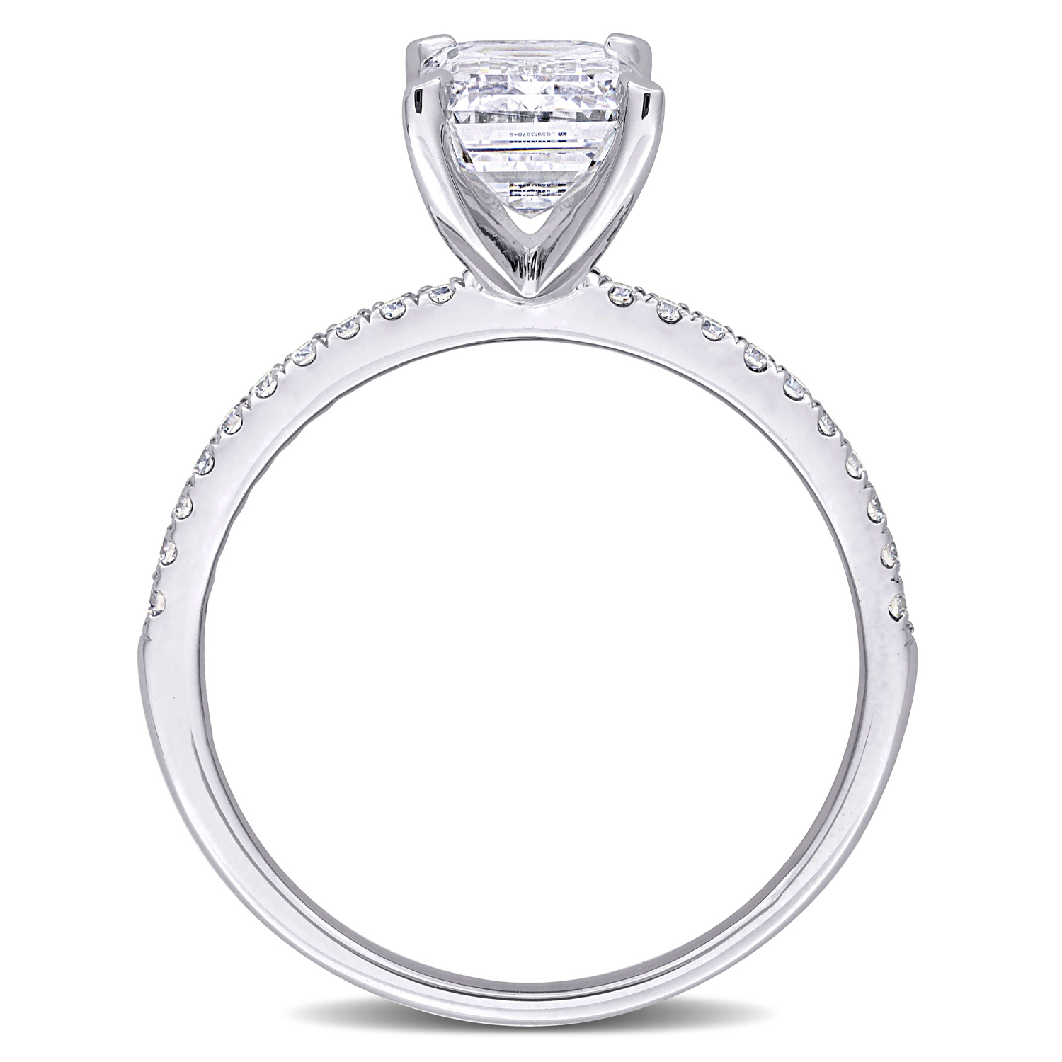 Emerald Cut Lab Grown Diamond Engagement Ring 14K White Gold (2.16ct)