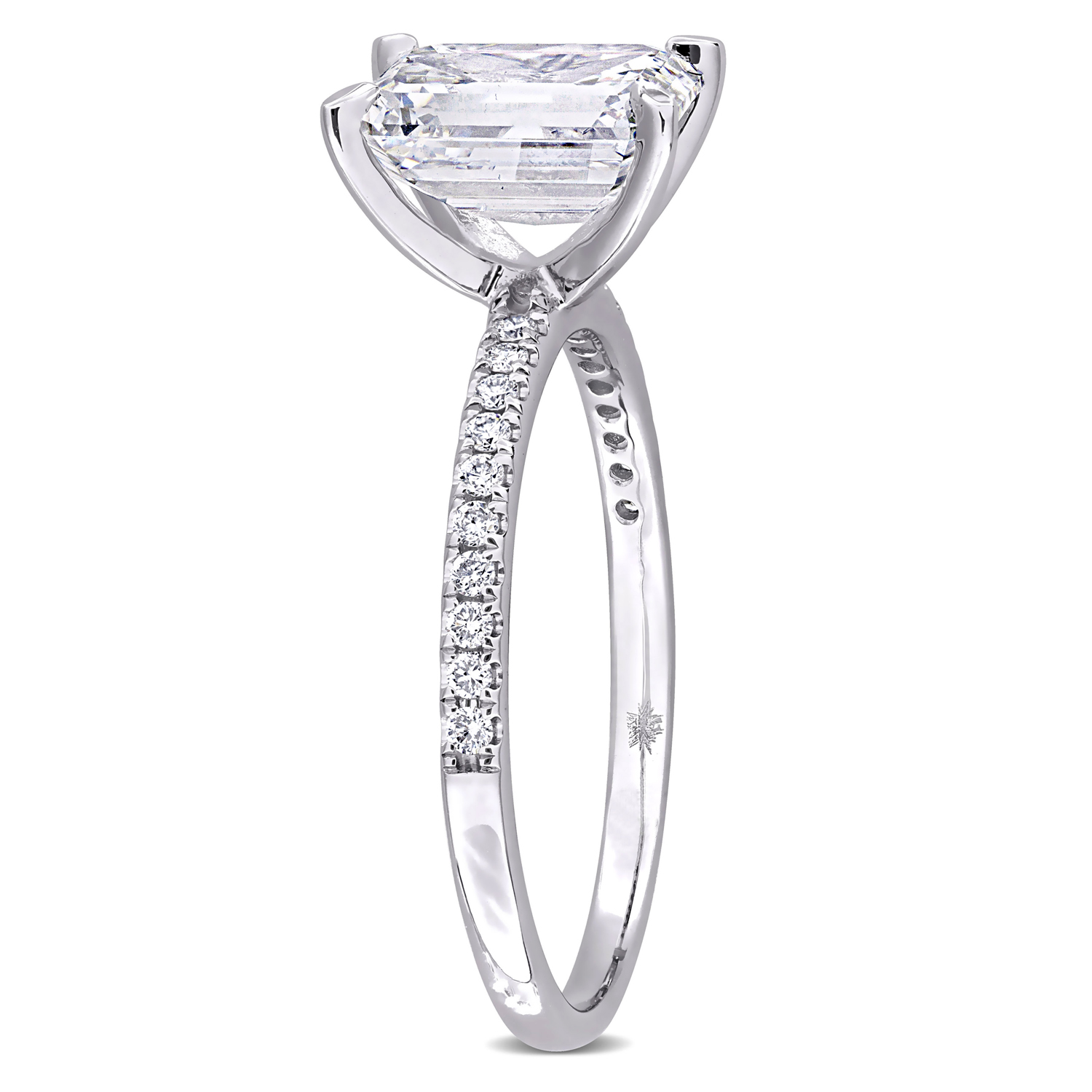 Emerald Cut Lab Grown Diamond Engagement Ring 14K White Gold (2.16ct)