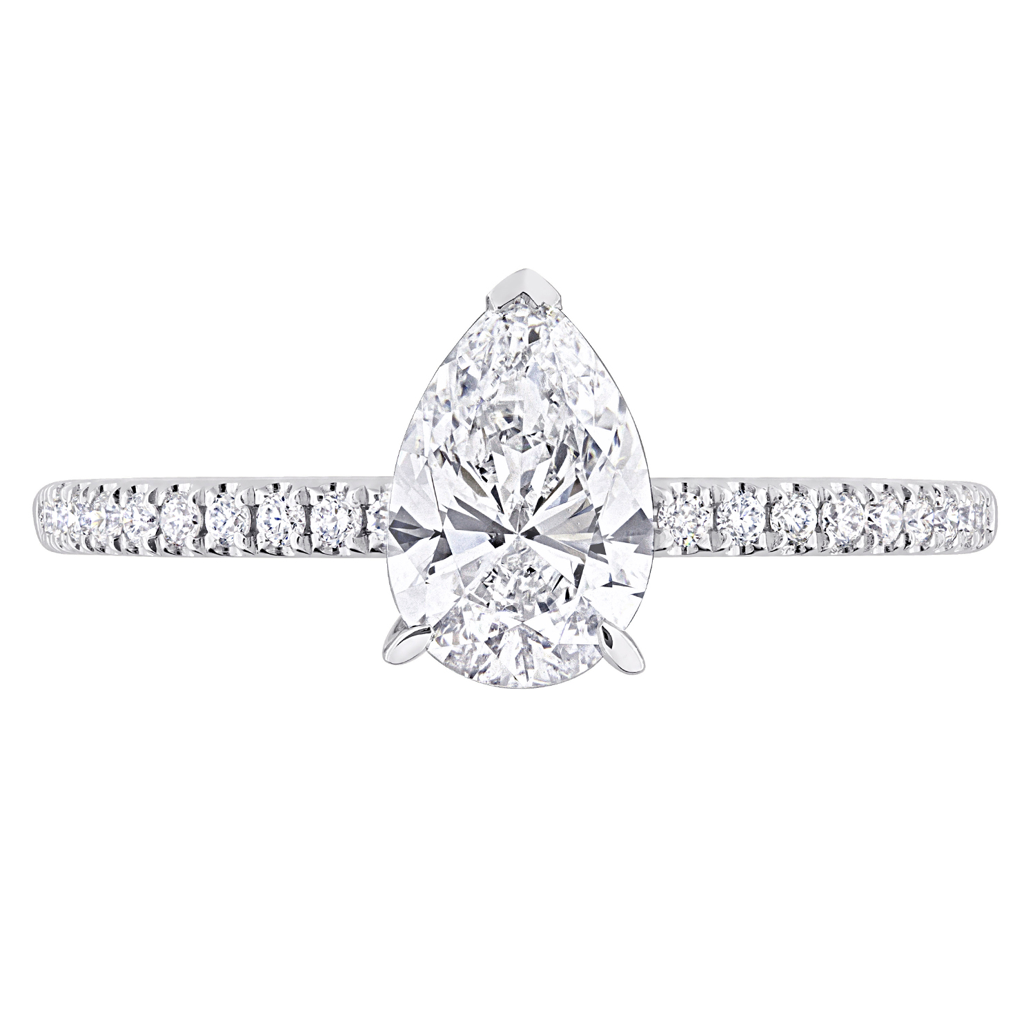 Pear Cut Lab Grown Diamond Engagement Ring 14K White Gold (1.16ct)