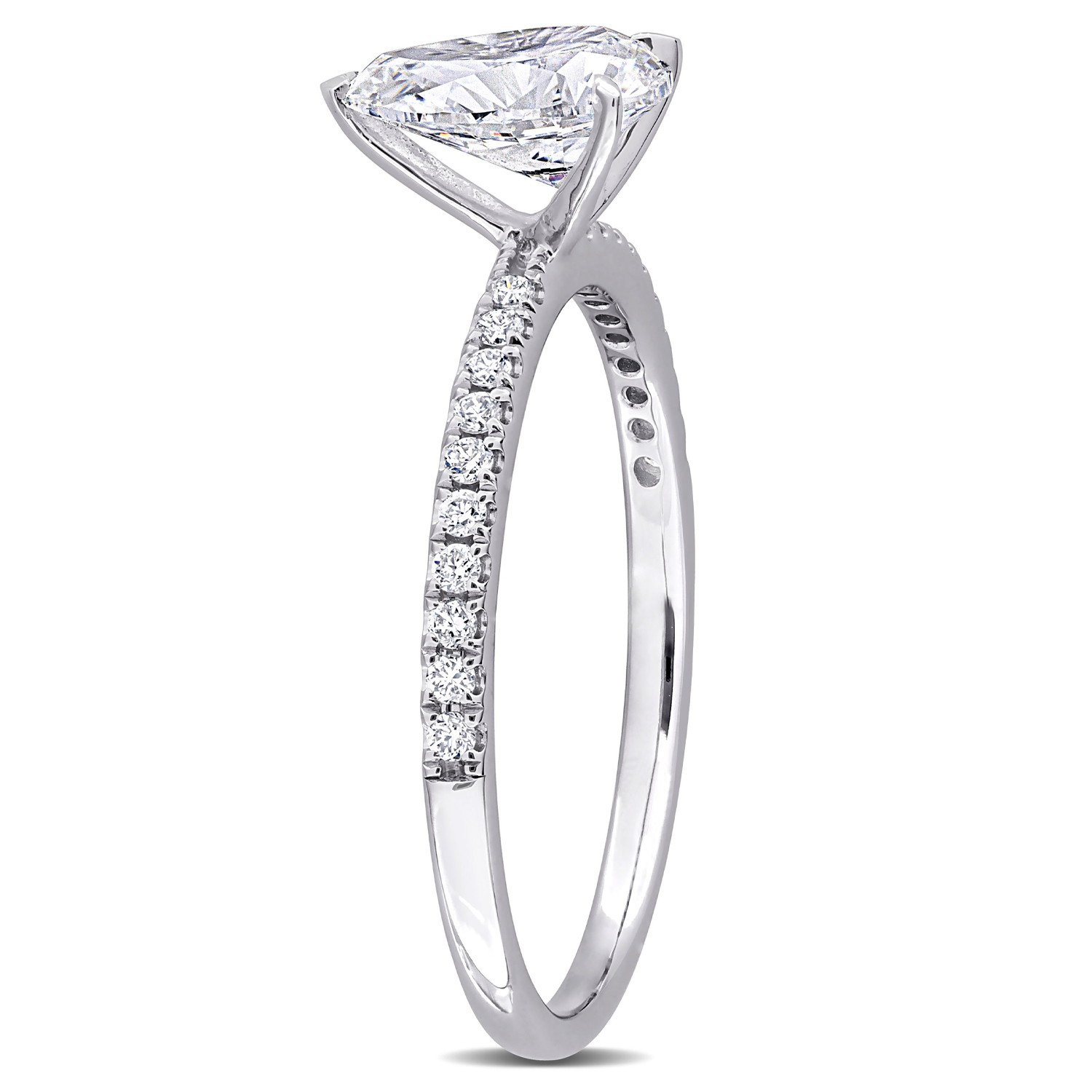 Pear Cut Lab Grown Diamond Engagement Ring 14K White Gold (1.16ct)