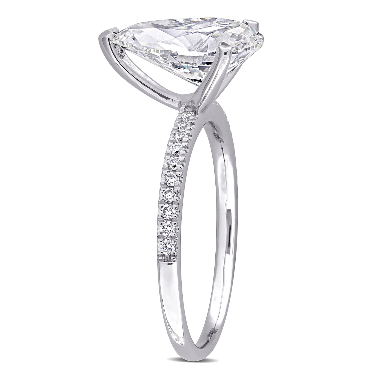 Pear Cut Lab Grown Diamond Engagement Ring 14K White Gold (3.16ct)