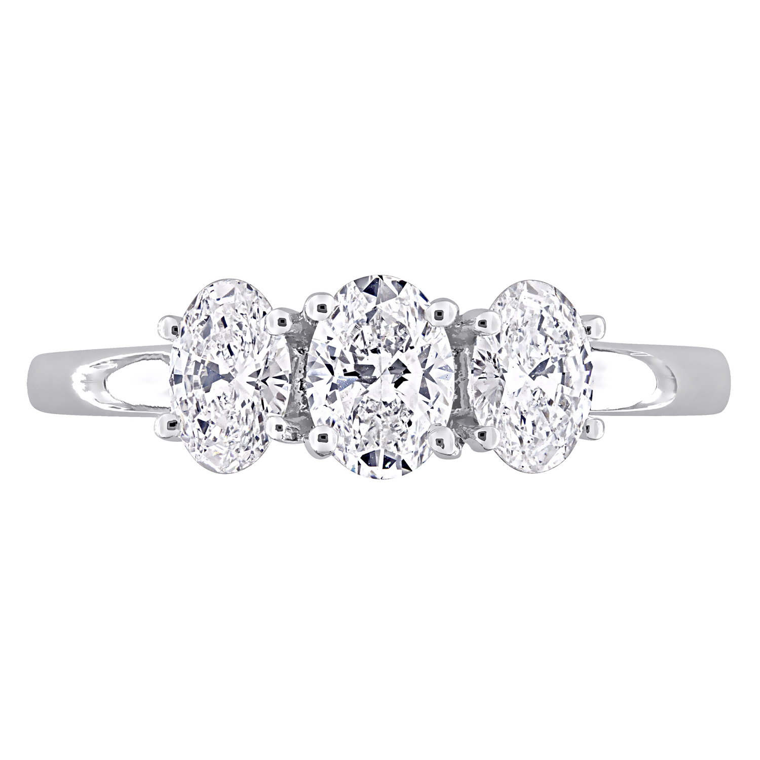Oval Cut Lab Grown Diamond 3-Stone Ring 14K White Gold (1.00ct)