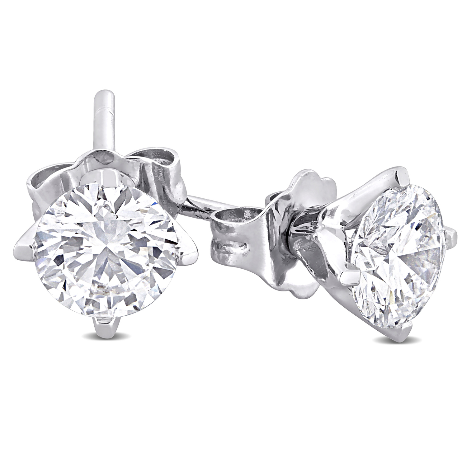 Round Cut Lab Grown Diamond Stud Earrings 14k White Gold (1.00ct)