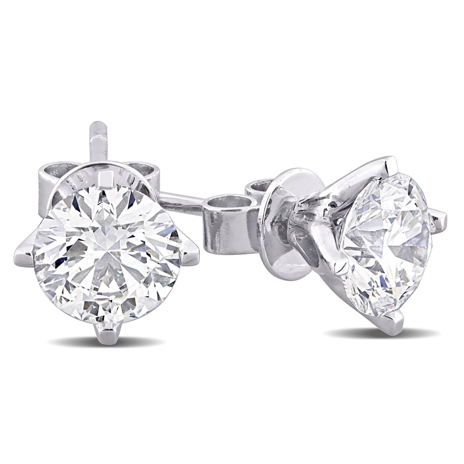 Round Cut Lab Grown Diamond Stud Earrings 14k White Gold (2.00ct)