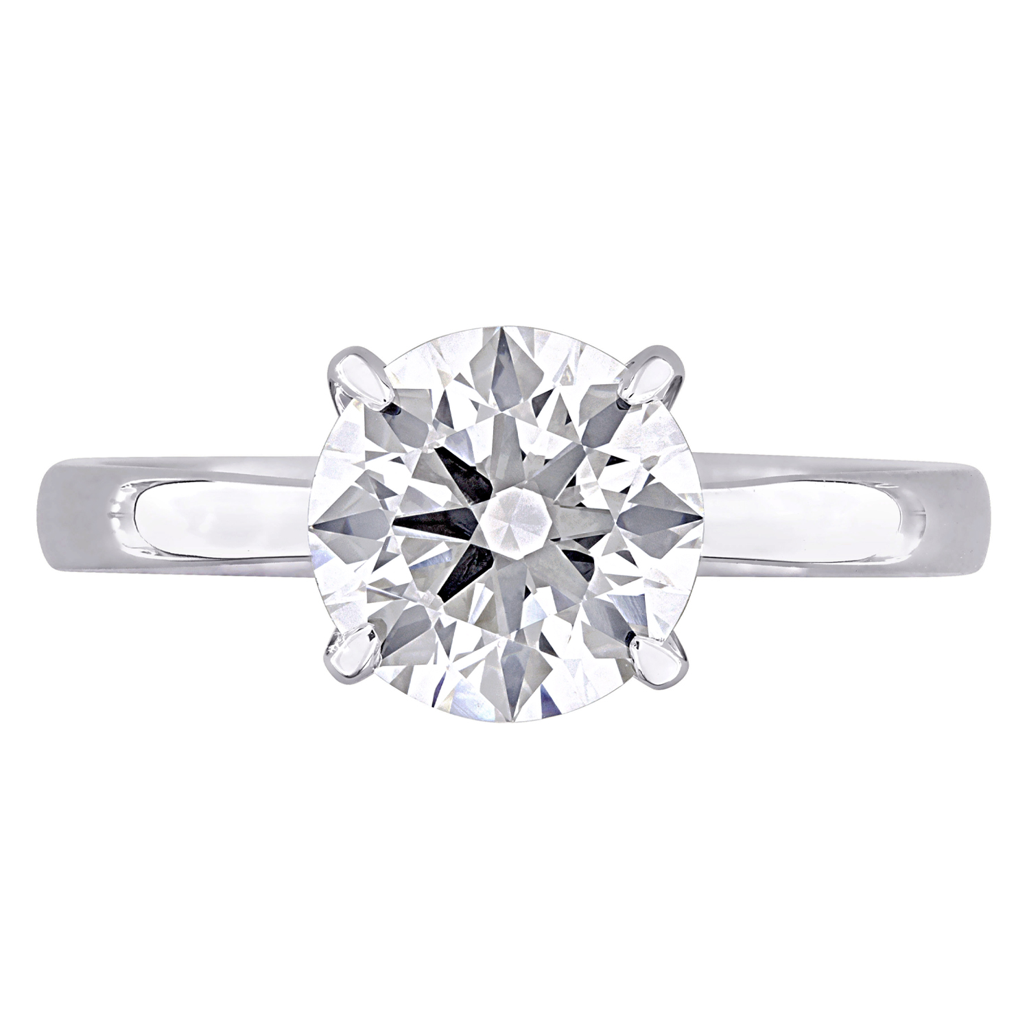 Round Cut Lab Grown Diamond Solitaire Ring 14K White Gold (3.12ct)
