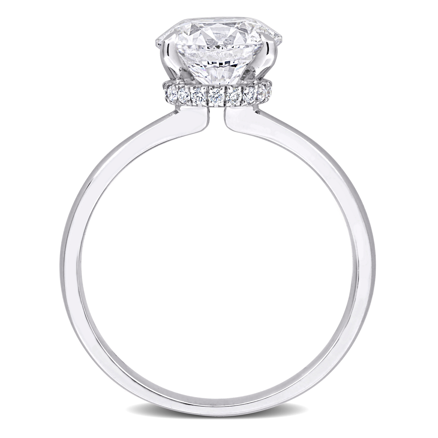 Round Cut Lab Grown Diamond Solitaire Ring 14K White Gold (3.12ct)