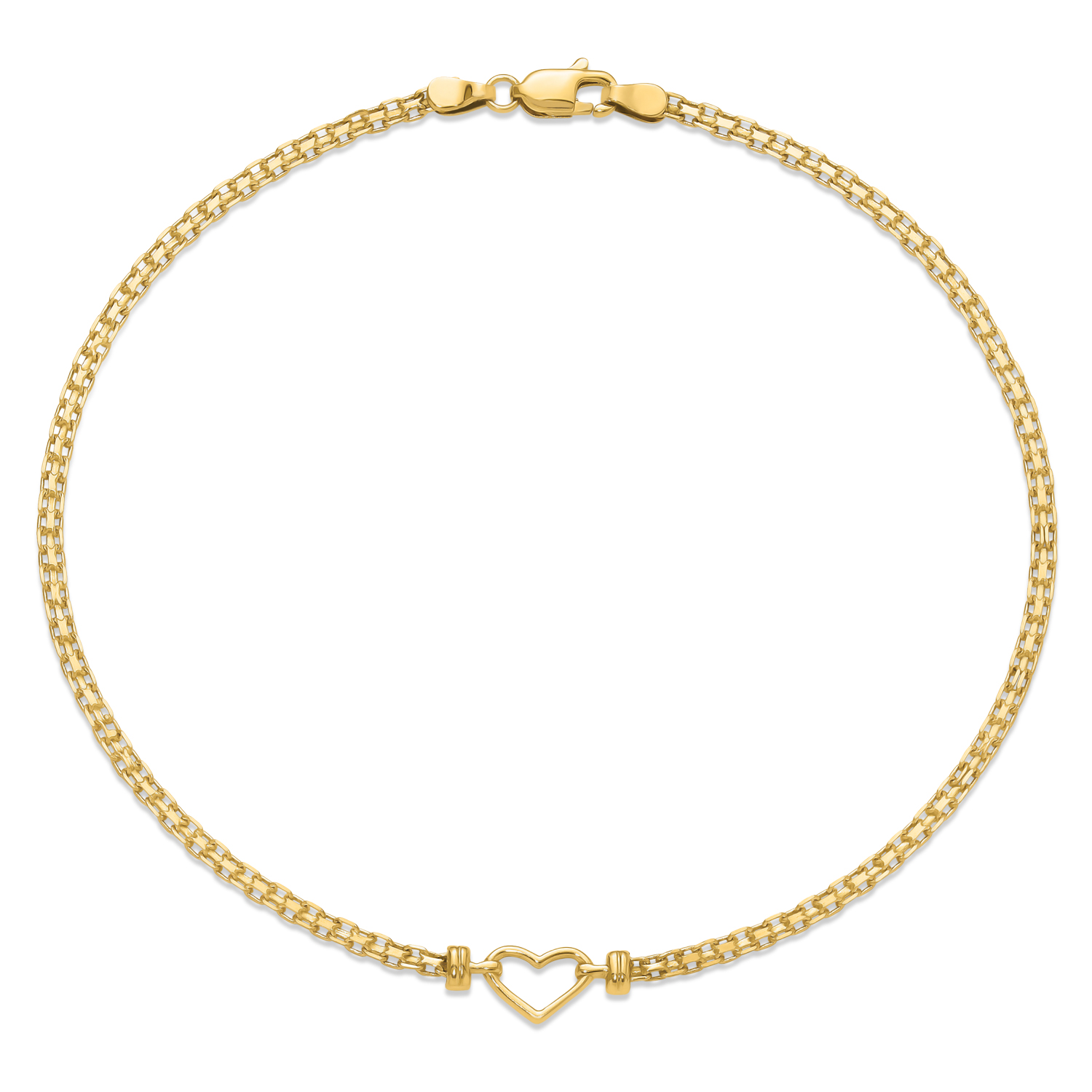 Fancy Heart Anklet Bracelet in 14k Yellow Gold