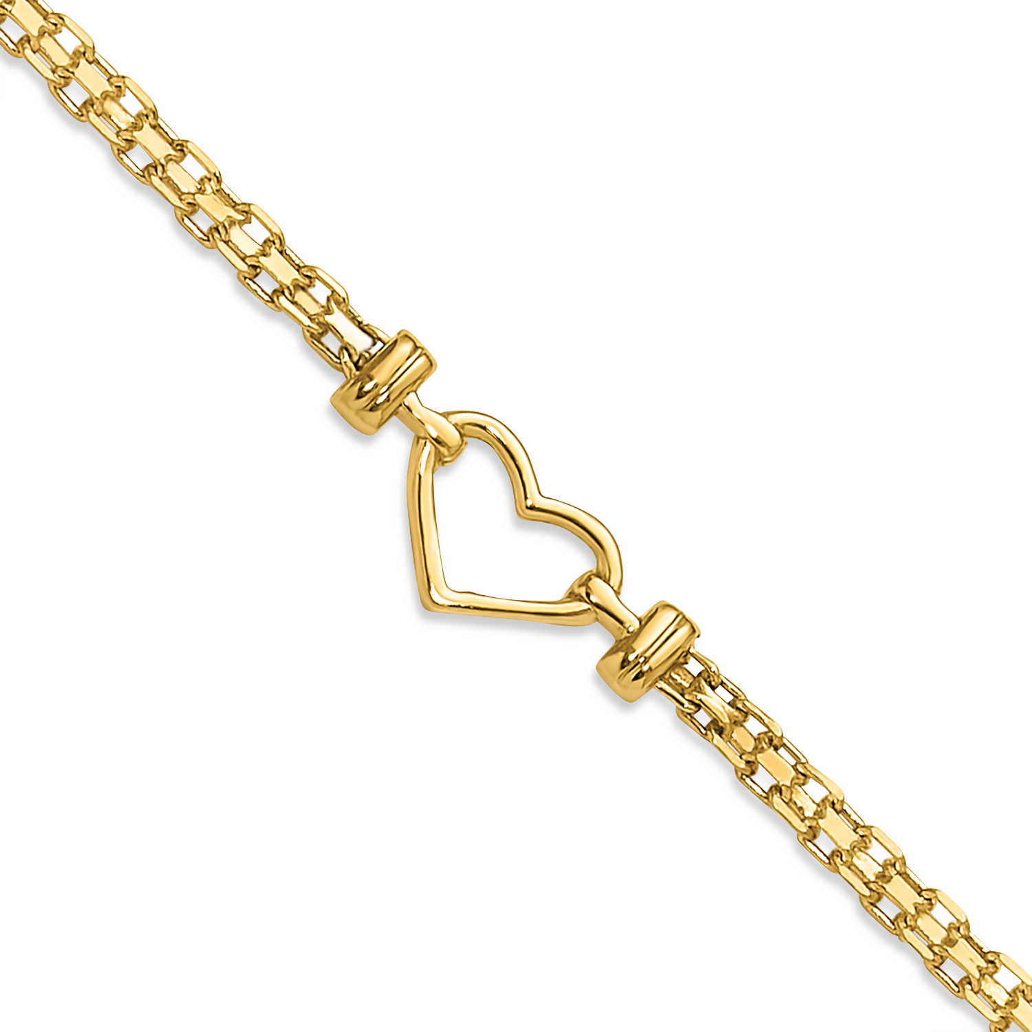 Fancy Heart Anklet Bracelet in 14k Yellow Gold