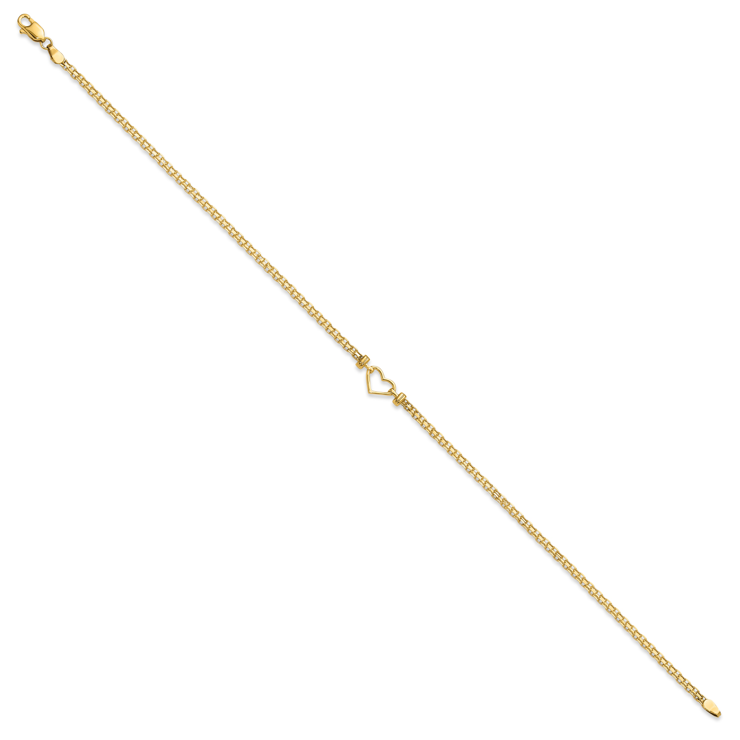 Fancy Heart Anklet Bracelet in 14k Yellow Gold