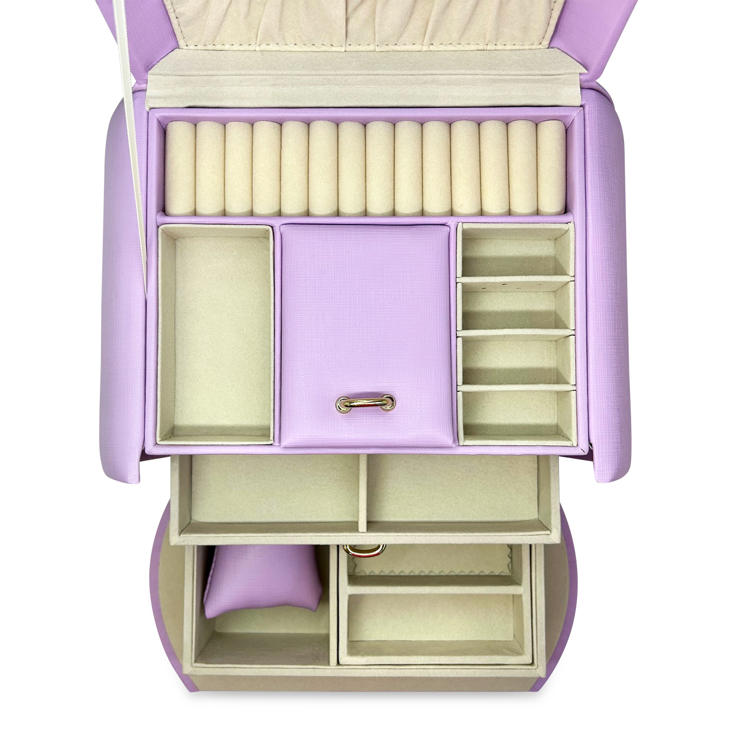 Allurez Purple Vegan Leather Multilayer Compartment Jewelry Box