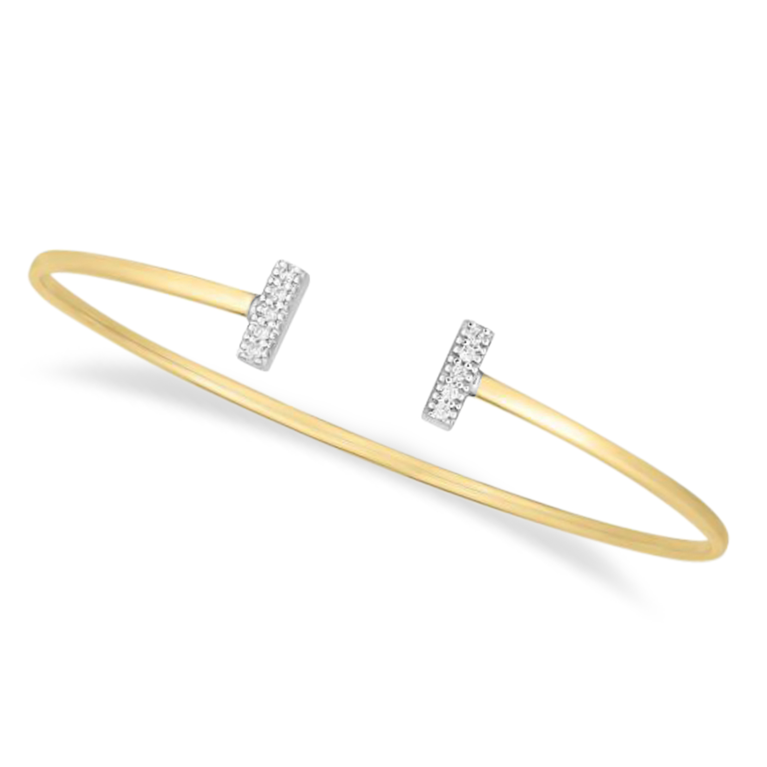Diamond Tee Bar Bangle Bracelet 14K Yellow Gold (0.08ct)